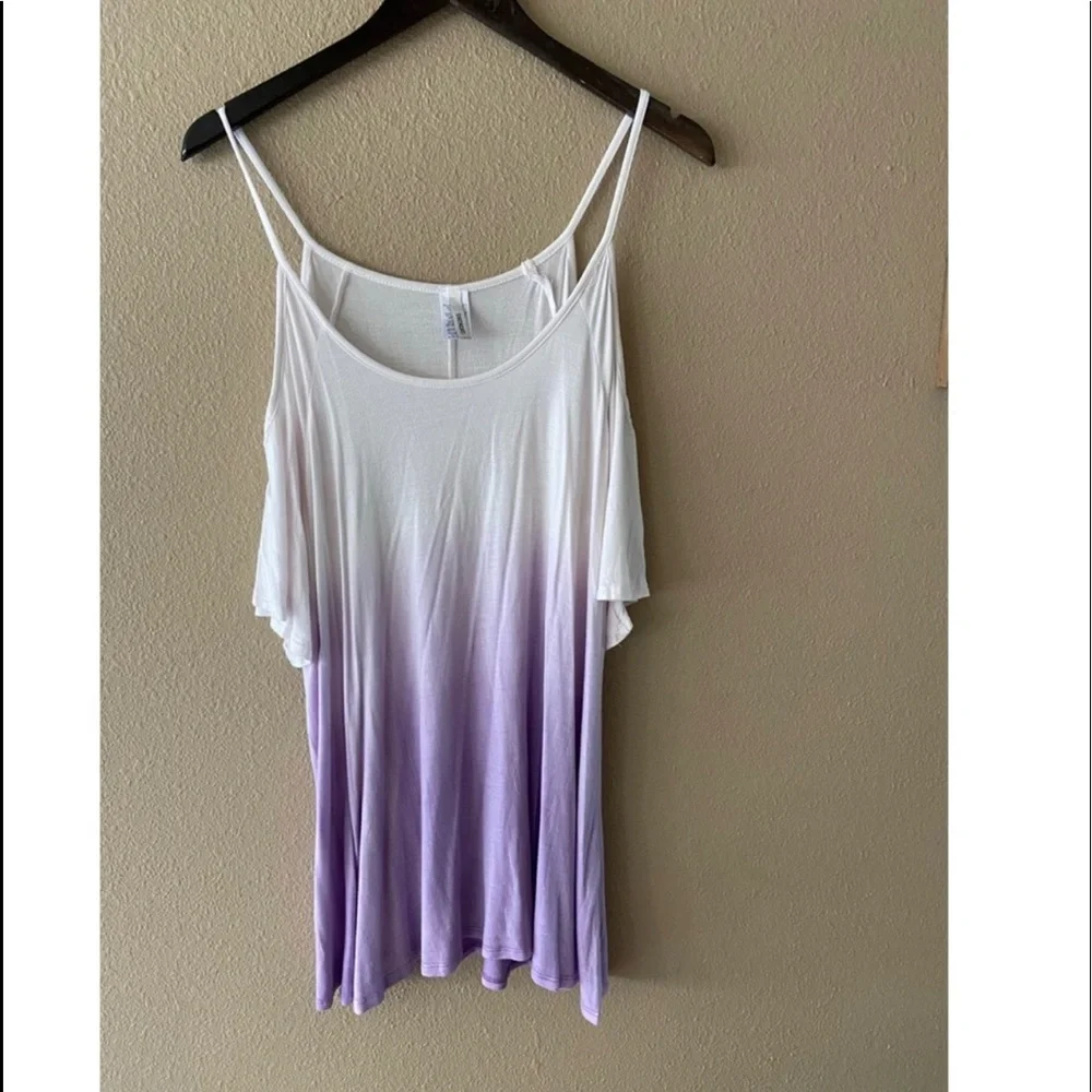 Lavender Ombré Cold Shoulder Top - Picture 3 of 3